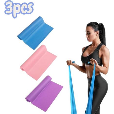Lot de 3 bandes de résistance en silicone avec différents niveaux d'intensité, bandes d'exercice pour entraînement, étirements, Pilates, yoga, physiothérapie et rééducation (1/5)