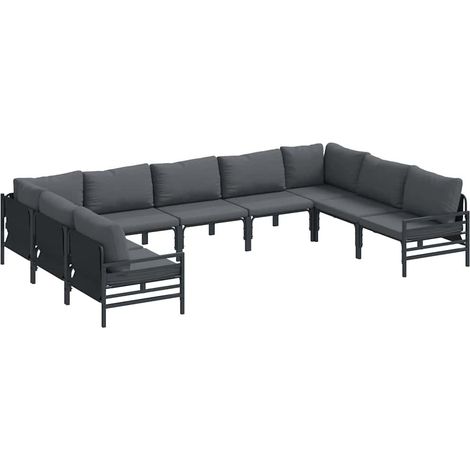Maison Exclusive - Conjunto de sofás de jardín 9 uds. Negro Acero (1/5)