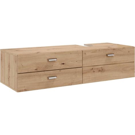 Meuble sous vasque suspendu moderne chêne artisan Etienne