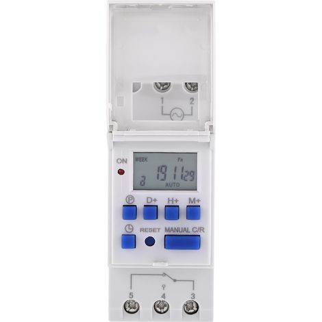 Elektronischer Zeitschalter mit LCD-Anzeige, wöchentlich programmierbar, 16 Ein- und 8 Ausschaltzeiten (AC/DC12V) (1/5)