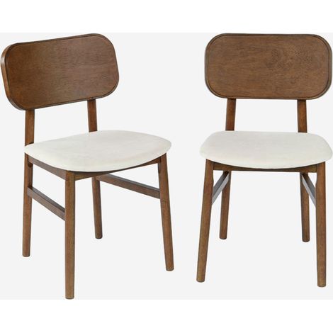 Silla vintage de madera de hevea y tela, set de 2 (1/5)