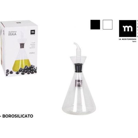 aceitera con dosificador de cristal borosilicato 250 cc iraia lamediterranea