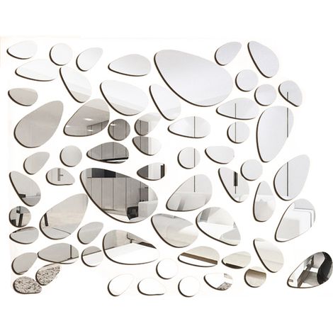 Sticker Miroir Acrylique - Décoration Murale Forme Goutte 3D - Pour Salle De Séjour Salle De Bain - 48 Pièces (1/5)