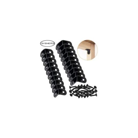 Set di 20 staffe angolari a L con 40 viti, staffe angolari in acciaio inox per legno, nere - Crezuo