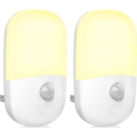 Veilleuse LED à intensité variable avec détecteur de mouvement, blanc chaud et doux, luminosité réglable, pour chambre, salle de bain, cuisine, couloir, escalier, lot de 2 (1/5)