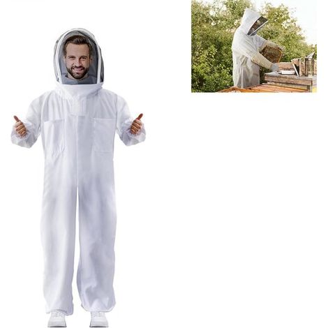 Tuta da apicoltore monopezzo, traspirante, assorbente del sudore, lavabile, beige, taglia XL (altezza 175-185 cm) (1/5)