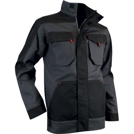 LMA – Blouson de travail bicolore gris et noir XL – Col montant – Fermeture à glissière sous patte – Poches renforcées – Oxford 900D étanche