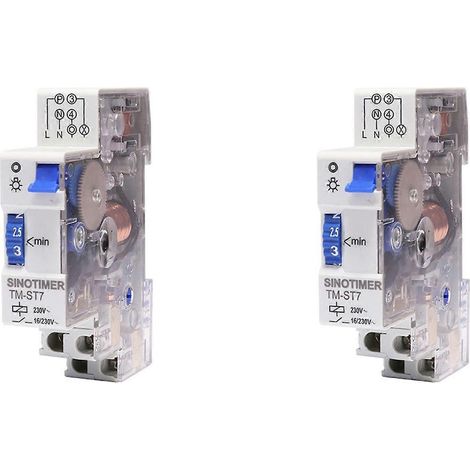 2 minuteries mécaniques SINOTIMER TM-ST7 220 V CA 7 minutes, module unique 18 mm, pour montage sur rail DIN, minuterie d'escalier. (1/5)