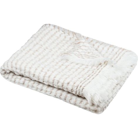 Plaid 130 x 150 cm a franges Alfie Beige (1/2)