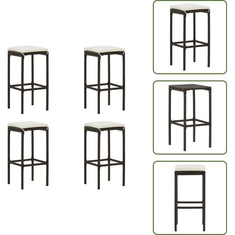 Tabourets de bar avec coussins lot de 4 marron résine tressée - Tabouret De Bar - Tabourets De Bar - Chaise De Bar - Chaises De Bar - Mobilier De Cuisine