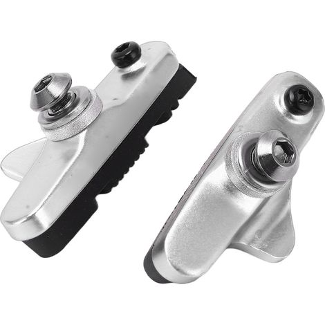 2 Pièces Plaquettes de Frein Vélo en Alliage d'Aluminium Type Tiroir, Bloc Caoutchouc Mi.xim, Réduction Bruit et Antifriction Argenté (1/5)