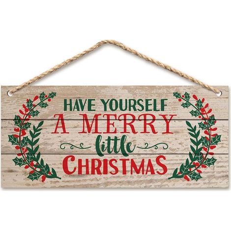 Décoration de porte de Noël en bois massif, double couche, idéale pour l'intérieur et l'extérieur, parfaite pour la maison, la salle de classe ou le bureau (petit format). (1/5)