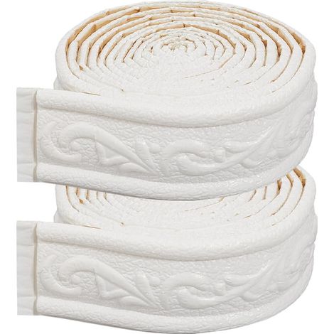 2 pièce 90" x2" Garnitures de Moulage en Mousse 3D Blanches Auto Adhésives Flexibles pour Bordures Murales Plinthes Base Murale Moulure pour Bordure de Papier Peint Bordure de Miroir (1/5)