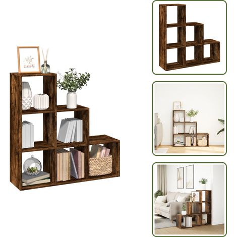 Raumteiler-Bücherregal 3 Etagen Räuchereiche 99x29x99 cm - Raumteiler - Raumtrenner - Bücherregal - Raumteiler Bücherregal (1/5)