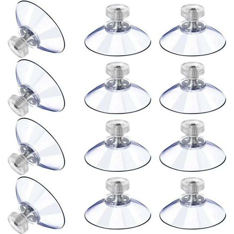 12 Grandes Ventouses Ventouses en Plastique Ventouse Anti-Collision Transparente en Caoutchouc Vis Écrou en Métal Ventouse Solide en PVC Transparent Remplacement avec Écrou de Vis (40M5-10) (1/4)