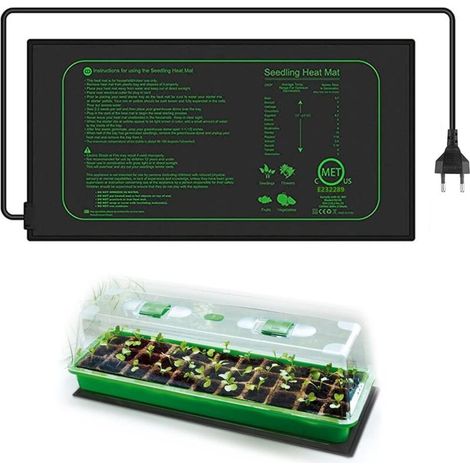 Tapis Chauffant pour Semis 25x52,5cm Electronique Coussin de Chauffrage pour Semis, pour intérieur Serre Germination Hydroponique Reptile Amphibien, Coussin de Chauffage Plante Imperméable (1/5)