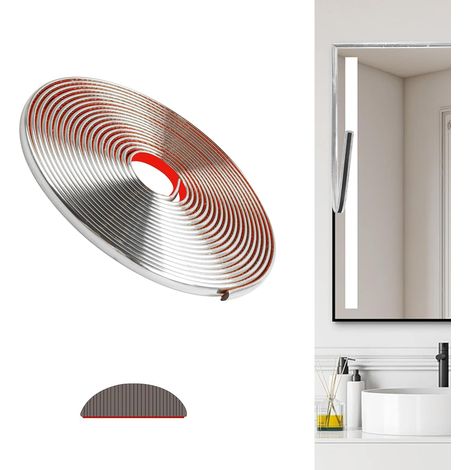 PVC Baguette de Finition, Moulure Murale, Bande Décorative Flexible pour Murs, Plafonds, Sols, Armoires, Carrelages, Miroirs(600cm,Argent) (1/5)