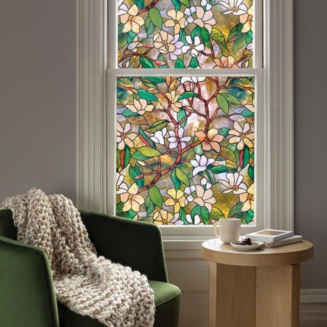 Pellicola per finestre, pellicola per vetri, traslucida ma non trasparente, 45100 cm, colore magnolia (1/5)