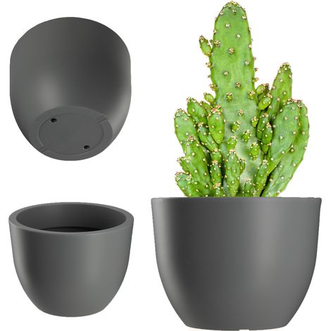 KADAX Blumentopf, Pflanzgefäß aus Kunststoff, rund, 35 cm, Grau