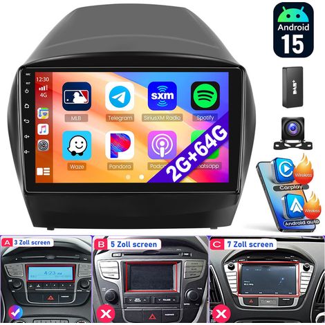 Autoradio GPS Android CarPlay pour Hyundai IX35 (2010-2015) RDS SWC BT - 2+64G DAB+ CAM