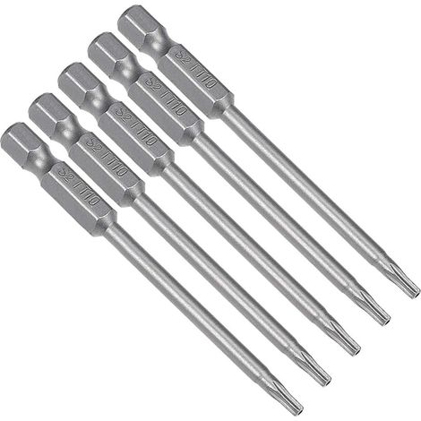 Embout de Tournevis T10 Torx 1/4" Hex 75mm Long 5Pcs (1/5)