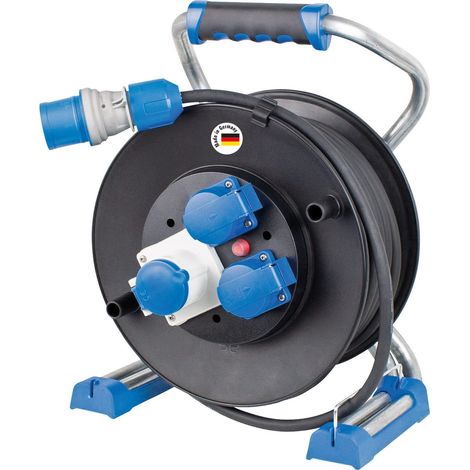 Enrouleur de câble de camping 25 m Rallonge électrique avec prise CEE 230 V/16 A/3 broches, 2 prises Schuko (1/5)