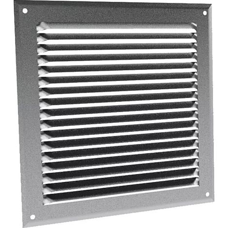 Grille permanente en applique - avec moustiquaire - Aluminium anodisé - 200 x 200 mm