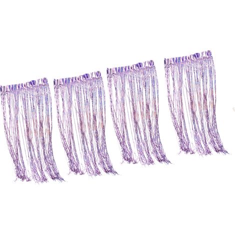 Rideaux à pompons, fil de fer, papier aluminium, rideaux de fond à pompons pour fête, décorations de fond pour studio photo, violet.