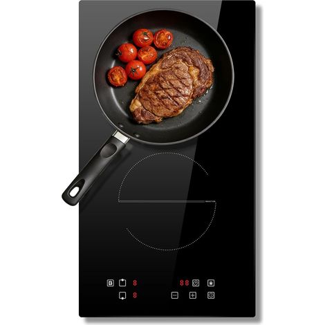 Plaque induction 2 feux 3500W, Table de Cuisson à Induction Encastrable 30CM, Commande Tactile, 9 Niveaux de Puissance, Minuterie, Boost, Verrouillage de Sécurité, 220V, sans Prise (1/5)