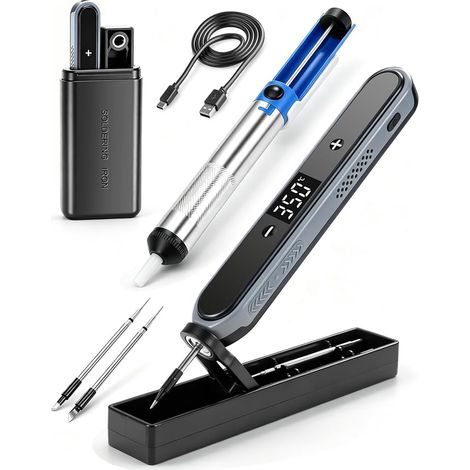 USB-C 1600mAh Wireless Soldering Iron LED Display 356-842°F 3-Point (1/5)