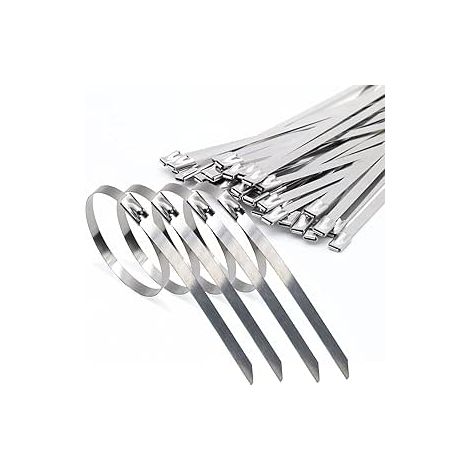 Attaches de câble Robustes 4,6x400mm, Collier de serrage inox en Acier Inoxydable Serre-câbles Acier Autobloquante （100 Pièces）