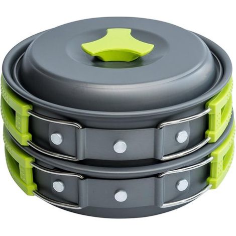 Ustensiles de cuisine de camping - batterie de cuisine de camping - ensemble de casseroles de camping - équipement de camping - accessoires indispensables - voyage - randonnée - cuisine en outdoor - c (1/3)