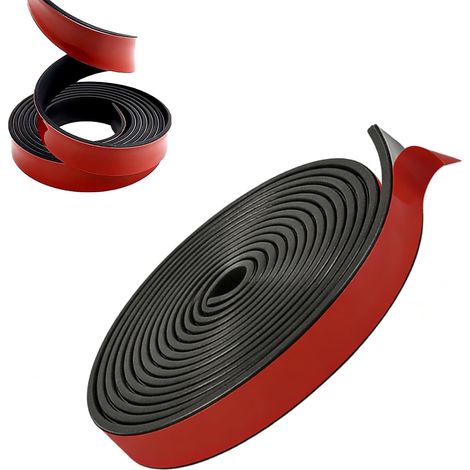 Bandes de Caoutchouc Adhésives, (20mm x 3mm x 3m) Tapis en Néoprène, Bandes de Caoutchouc Solide, Pour Le Rembourrage et la Réduction des Vibrations, Aucun Clou Nécessaire (1/5)