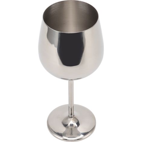 Verre à vin en métal, acier inoxydable élégant et très résistant, idéal pour les fêtes, mariages et banquets, couleur argentée, 500 ml (1/5)