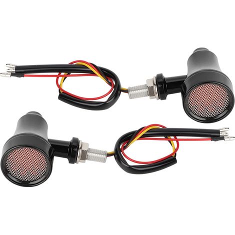Clignotant de moto à coque métallique, grille rétro, lampe Flash de frein LED (noir)