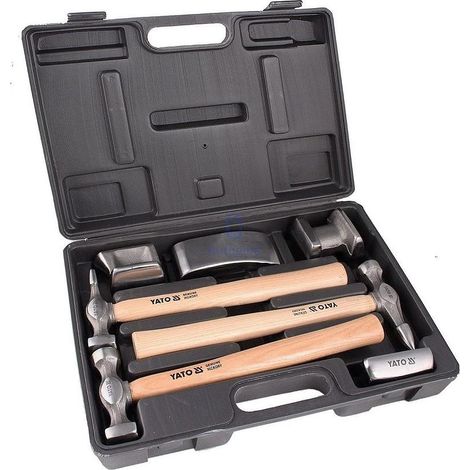 Yato – Ensemble d'outils marteau à garnir YT4590 – 7 unités – Pour bois dur et teck – Coffret de rangement inclus