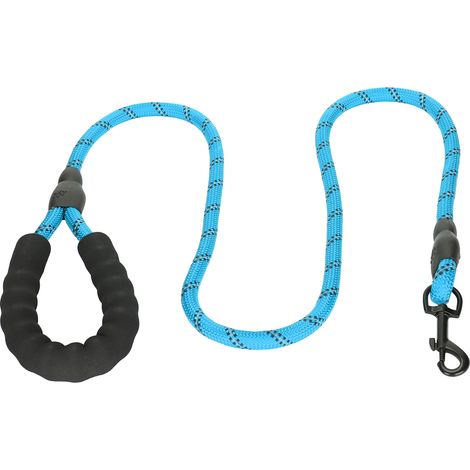 Laisse ronde réfléchissante en nylon résistant pour animaux de compagnie, adaptée aux chiens moyens et grands (bleue). (1/5)