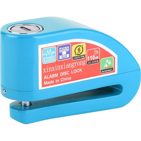 Kit antivol de frein à disque étanche 110 dB avec alarme de sécurité pour moto et vélo (bleu) (1/5)