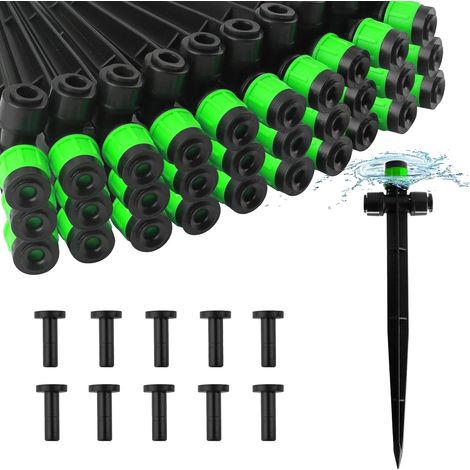 30Pcs d'Émetteurs d'Irrigation Goutte à Goutte avec Bouchons de Fin,Goutteur d'Irrigation Ajustable à Connexion Rapide par Pression pour Tuyau d'Irrigation de 1/4 de Pouce (Vortex Vert) (1/5)
