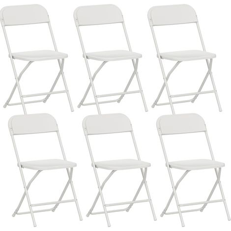 Lot de 6 chaises pliantes blanches en acier avec assise ergonomique et drainage (1/5)