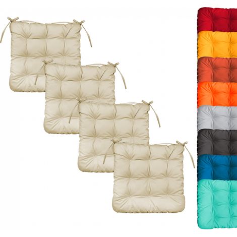 Linxor – Lot de 4 galettes capitonnées pour chaise – Dimensions 37x37cm – Tissu oxford 100% polyester – Résistant aux tâches et respirant