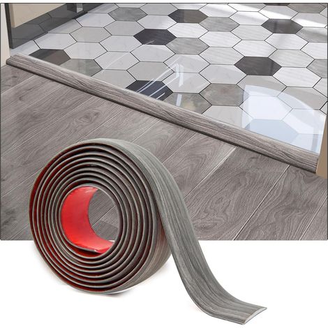 Bande de transition de sol auto-adhésive en vinyle pour joindre les espaces au sol,transition de seuil de moquette,carreaux de sol,304×4cm,Gris (1/5)