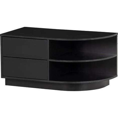 Meuble TV d'angle droit 78x40x40 cm en pin massif noir (1/5)