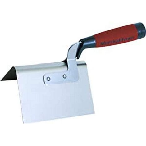 Frattazzo ad angolo esterno Marshalltown Bullnose con manico DuraSoft, frattazzo in acciaio inox, per muratori a secco e stuccatori, dimensioni: 127x89 mm