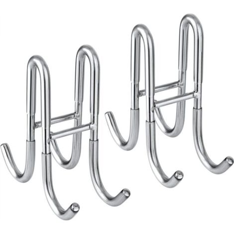[NON UTILIZZATO] Set di 2 ganci per porta doccia in vetro, realizzati in acciaio inox 304, bifacciali, non richiedono foratura, per bagno, colore argento.