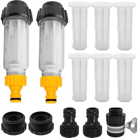 Lot de 2 Filtres à Eau 3/4", 6 Inserts, 5 Adaptateurs, ABS PET, Pour Nettoyeur Haute Pression, Jardin (1/5)