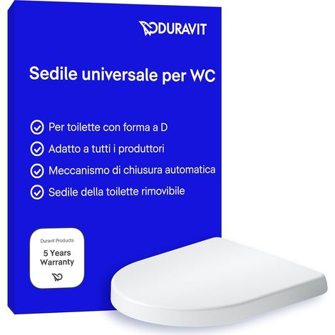 Duravit Sedile Univavo, sedile wc universale ovale, Sedile della toilette con doppio meccanismo a chiusura rallentata, tavoletta wc Sgancio rapido per una facile installazione, prodotto in UE, Bianco
