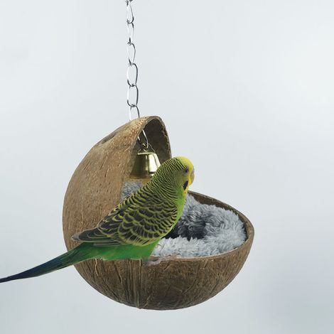 Nid d'élevage d'oiseaux, accessoires de cage d'éclosion en coquille de noix de coco naturelle pour perruches, perroquets, cacatoès, canaris, perruches ondulées, calopsittes, pinsons (1/5)