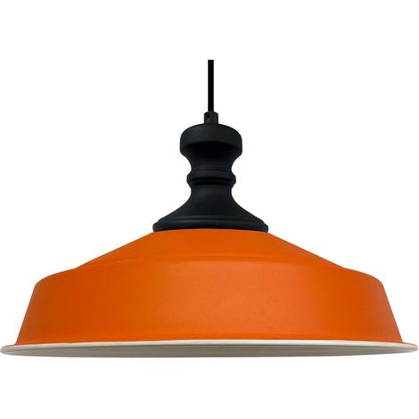 Suspension Industrielle en Métal Orange Peint à la Main – Lustre Vintage E27 Ø41 cm pour Salon (1/4)