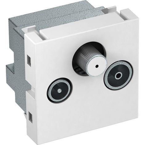 OBO Bettermann Toma de antena toma de derivación, Radio - TV - SAT 45x45mm policarbonato blanco puro RAL 9010, 6105282
